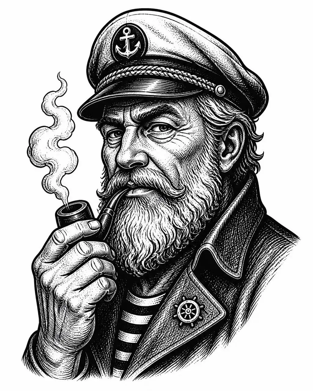 Tatouage Le vieux capitaine – Cuisse