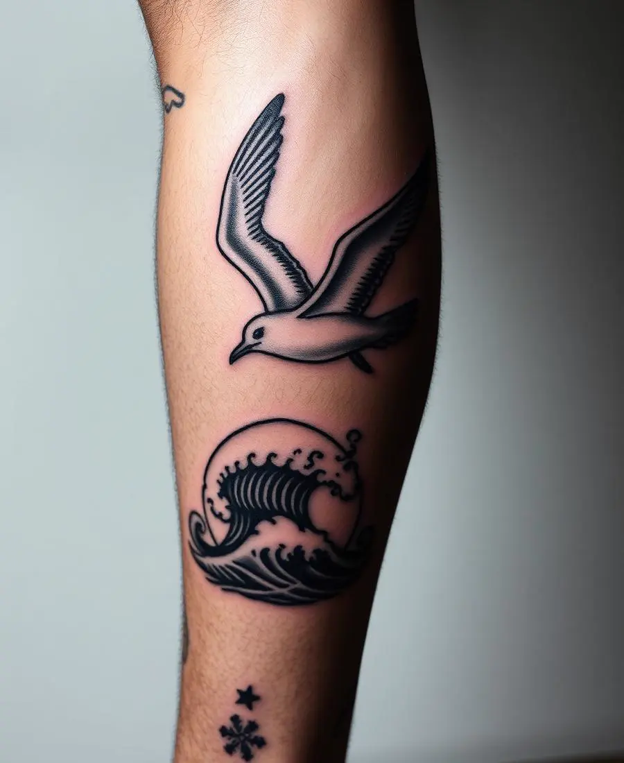 Tatouage Mouette et vague – Mollet