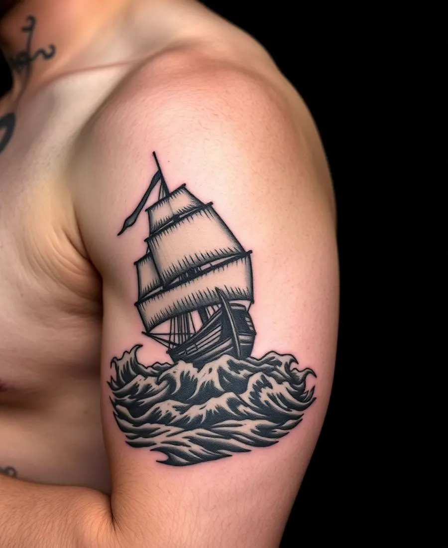 Tatouage Navire dans la tempête – Bras